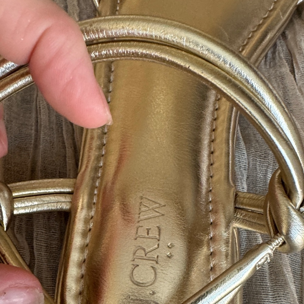 J. Crew Metallic Gold Strappy Leather Sandals - Picture 2 of 9